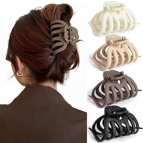 4 Pcs Octopus Claw Clips Octopus Hair Claw Clips for Women 3.8" Large Hair Claw Clip for Women Strong Grip Non-slip Jaw Clip for Thick,natural color thumbnail 9