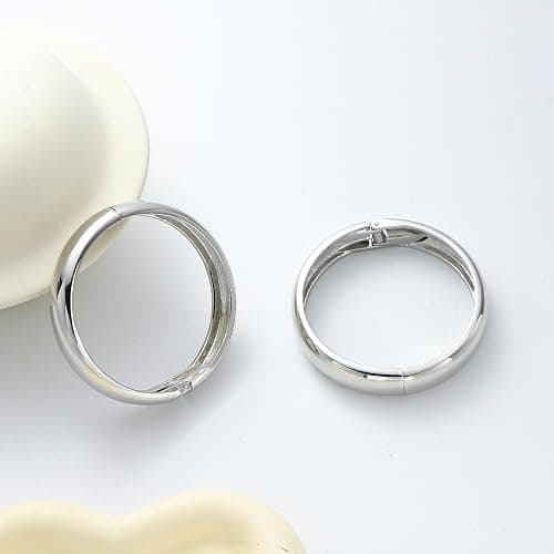 2pcs Gold Bangle Bracelets for Women, Trendy Hinged Cuff Open Wide Chunky Gold Bracelet Stack Arm Cuff Jewelry for Women thumbnail 4