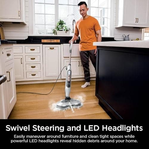 Shark Steam & Scrub with Steam Blaster Technology All-in-One Hard Floor Steam Mop with 3 Steam Modes & LED Headlights S8201, Rotator White thumbnail 6