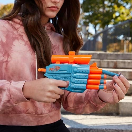 Nerf Elite 2.0 Prospect QS-4 Blaster, 8 Official Nerf Elite Darts, 4-Dart Blasting, Nonremovable Targeting Scope, Pull-Back Priming thumbnail 9
