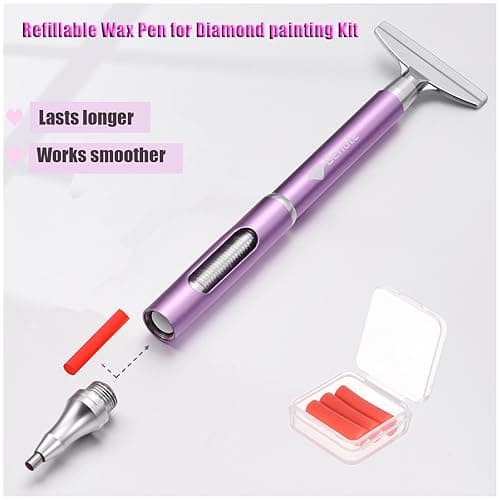 benote Diamond Art Painting Pen Refillable Wax Pen for Diamond Art Kit Accessories Self-Stick Drill Pens with Metal Correction Plate for 5D Craft DIY Nail - B18 thumbnail 3