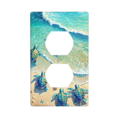 Beach Turtle Outlet Cover Wall Plate Electrical Outlets Switch Plate Decorative Faceplate for Bathroom Bedroom Kitchen Room Decor Wallplate 4.5 x 2.76 Inch - Image 1
