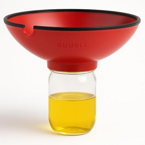 BUUBLE Ultimate Grease Drainer & Food Strainer (Red) Premium Heat-Resistant Silicone Colander for Bacon, Ground Beef, Pasta & Veggies; Fits Pans, Cans & Jars; Dishwasher Safe thumbnail 3