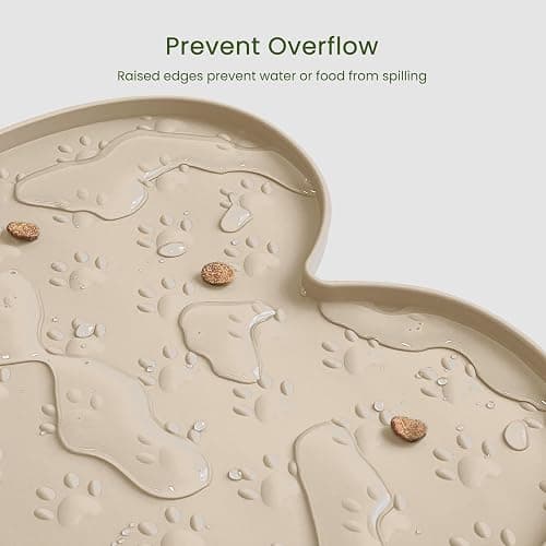 PWTAA Dog Food Mat Anti-Slip Silicone Dog Bowl Mat Thicker Pet Placemat Waterproof Cat Feeder Pad with Raised Edge Puppy Kitten Feeding Mats Suitable Small Medium-Sized Dogs Cats Eating Tray thumbnail 5