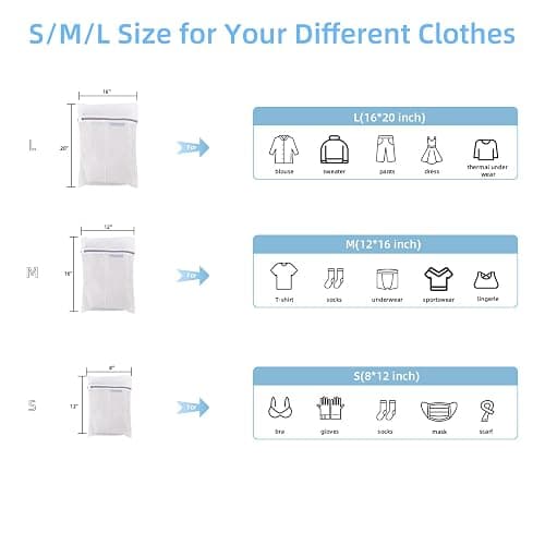 GOGOODA Mesh Laundry Bags for Delicates Durable Protective Wash Bags | Travel Storage Bags for Intimates Lingerie, 3PCS (S,M,L) thumbnail 3