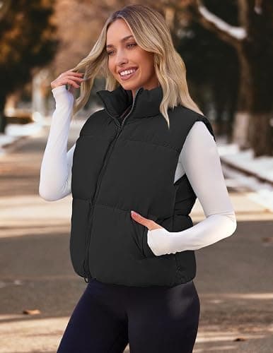 MEROKEETY Puffer Vest Women 2025 Fall Winter Sleeveless Jackets Lightweight Warm Stand Collar Quilted Zip Up Coat thumbnail 3
