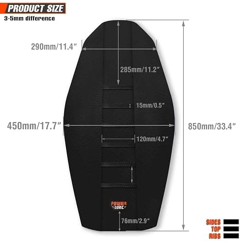 MCHMFG Motorcycle Universal Seat Cover Non-Slip Rubber Striped Gripper Soft Sewing for CRF WR WRF RMZ YZF SXF EXC EXC XC SX CR KLX Dirt Pit Bike Motocross Off Road (Black) thumbnail 2