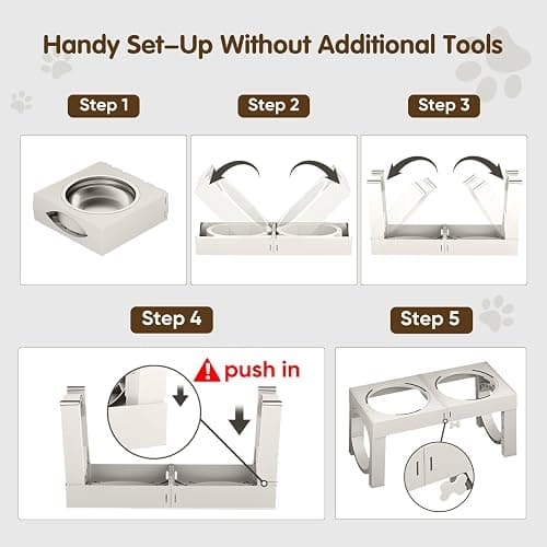 XIAZ Elevated Dog Bowls Large Breed Raised Dogs Bowl Stand Large/Medium Sized Dog 1L Food Water Bowl Stands 5 Heights Adjustable 9/11/12/14in White Pet Feeder Dish Station thumbnail 8