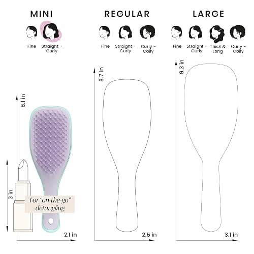Tangle Teezer Ultimate Detangler Hairbrush, Eliminates Knots & Reduces Breakage, Mini Hair Brush for Travel, Small Hands & All Hair Types, Wisteria Leaf - Wisteria Leaf thumbnail 7