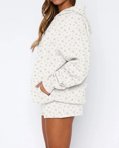 KIGRAD Women Y2k Oversized Floral Print Fleece Pullover Cute Hoodies Preppy Snowflake Hooded Sweatshirts Aesthetic Fall thumbnail 2