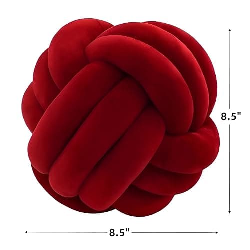 KEBAIHUA Knot Ball Pillows, Round Throw Pillow Cushion Home Decoration Soft Plush Pillow, Throw Knotted Ball Pillow Handmade Children Room Decoration Round Plush Toy Pillow (Dark Red,8.5"/22cm) thumbnail 3