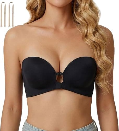 Strapless Wireless Front-Closure Push-Up Padded Non-Slip Tube Bra - Image 1