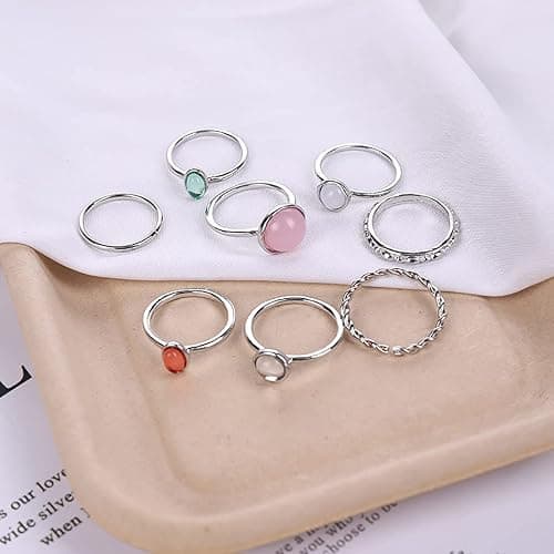 ItsStarred 7-19pcs Silver Star Moon Knuckle Ring Set for Women Vintage Stackable Midi Finger Rings Set thumbnail 6