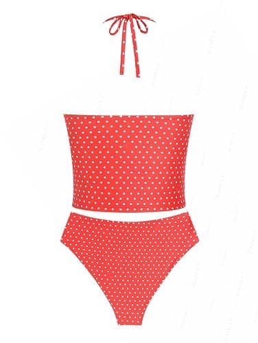 seamoly Women’s Floral Tankini Set, Halter Neck Two-Piece Swimsuit with Tie Detail thumbnail 2