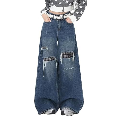 Baggy Jeans for Women Y2k Streetwear Vintage Wide Leg Loose Fit, Extra Baggy Jeans Wide Leg Women Y2k Retro Streetwear Ripped - Image 1