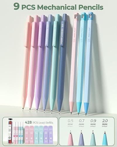 Four Candies 56 PCS Aesthetic School Supplies with Pencil Case, 6 Multicolor Pen, 12 Pastel Highlighters, 5 Gel Pens Black Ink, 9 Mechanical Pencils for Student Stationary Set Preppy Stuff (Green) thumbnail 7