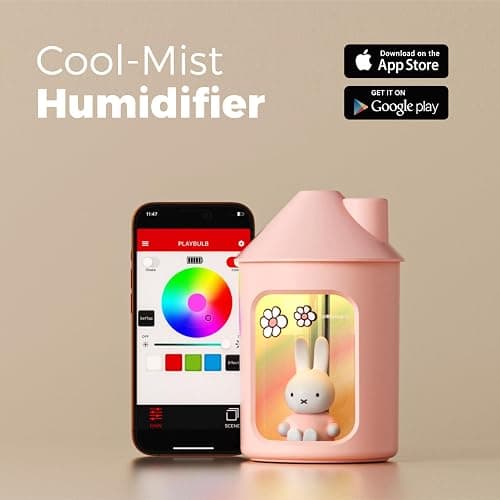 Mipow X Miffy Double Spray Humidifier 2.0 Smart App-Control RGB LED, Mini Cute Humidifier with Night Light, 500ml for Bedroom, Nursery/Office - Pink thumbnail 3