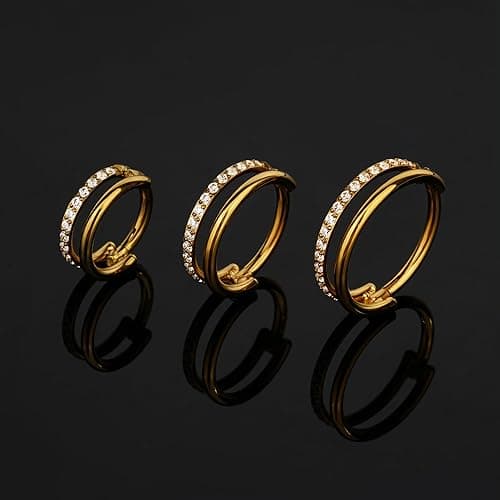 FINE4U Cartilage Earring Hoop for Conch Helix 16G 8mm 10mm 12mm, ASTM F136 Titanium Piercing jewelry for Women & Men, Body Implant Grade Nose Rings, Hypoallergenic Hinged Clicker thumbnail 5