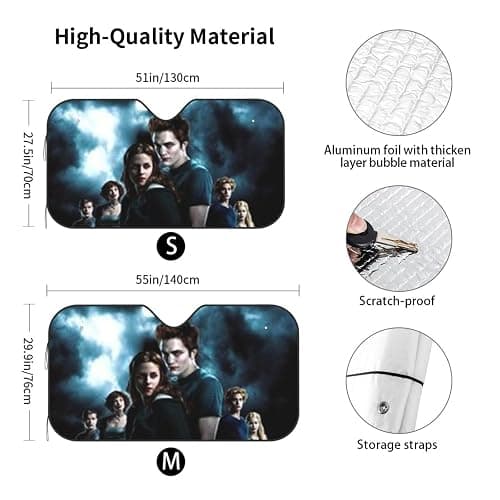 The T-wilight Saga car Front Sunshade, car Front Windshield Sunshade, Does not take up Space, Heat-Resistant Medium thumbnail 3