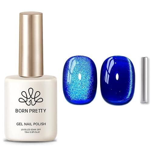 BORN PRETTY Blue Ore Cat Magnetic Eye Gel Nail Polish Holographic Gel Nail | Glitter Cat Magnetic Gel Nail Polish Crystal Magnetic Nail Polish for Vacation Festival Salon DIY at Home 15ML - Image 1