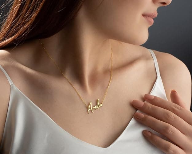 EVER2000 Custom Name Necklace, 18K Gold Plated Nameplate Personalized Jewelry Gift for Women thumbnail 2