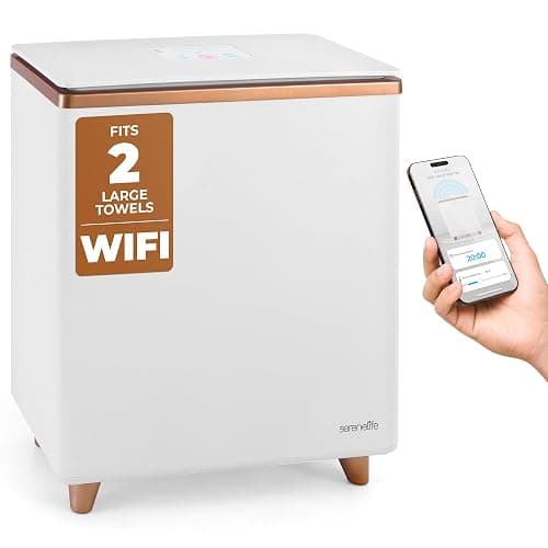SereneLife WIFI Luxury Rectangle Towel Warmer - Spa & Bathroom Towel Heater with Custom Fragrance, Auto Shut-Off, Fits 2 large Towels, Blankets, Bathrobes, PJ's - Perfect Gift for Him & Her - Image 1