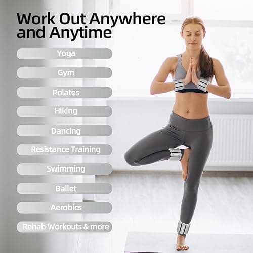 Welebar Adjustable Wrist & Ankle Weights for Women and Men, 1 Pair(1 Lb Each) Silicone Weighted Bangles for Yoga Fitness Pilates Gym Exercise thumbnail 6