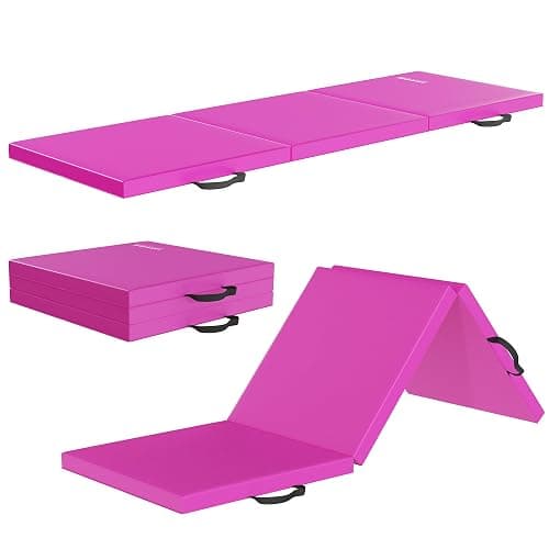 Fitvids Folding Exercise Gymnastics Mat for Tumbling, 2'x6'x2" Gym Workout Mat with Carrying Handles High-Density Anti-Tear Portable Fitness Aerobics Mats for Home Gym Yoga Pilates MMA Core Training, Multiple Colors - Image 1