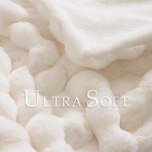 BENVWE Faux Fur Throw Blanket for Couch - Cozy Plush Fluffy Soft Thick Bubble Blanket for Living Room Home Decor - Mothers Day Birthday Gifts for Women, Cream White, 51" x 63" thumbnail 3