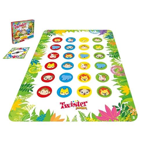 Jeu Twister Junior, Tapis réversible Aventure de la Jungle, 2 Jeux en 1, Jeu de Groupe d'intérieur pour 2 à 4 Joueurs thumbnail 4