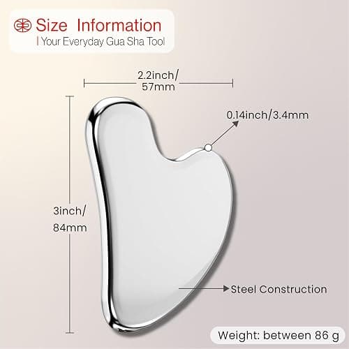 Rena Chris Gua Sha Facial Tools, Stainless Steel Gua Sha, Metal Gua Sha for Jawline Sculpting and Puffiness Reducing, Gua Sha Stainless Steel Tool, Skin Care Gift (Silver) - Silver thumbnail 7