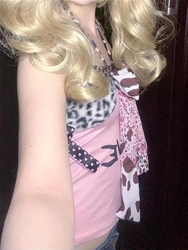 Xiulaiyi Gyaru Scene Clothes Vintage Harajuku Tank Tops Y2k Whimsy Twee Leopard Print Cami Scenecore Camisole thumbnail 6