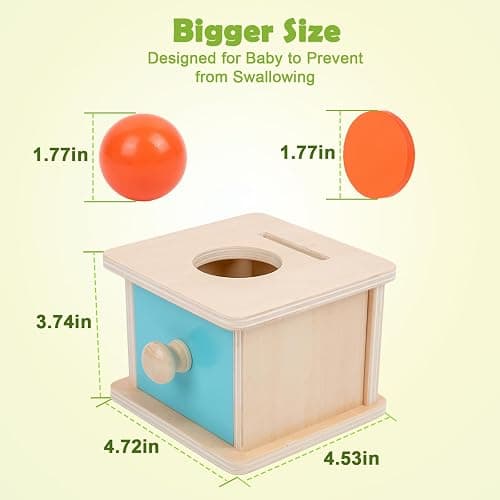Adena Montessori Infant Toddlers Coin Box Montessori Toys for 6-12 Months Babies 1 Year 2 Year Old (2 in 1,Coin&Ball, Blue Door) thumbnail 2