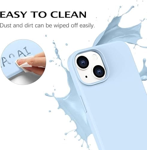 Telaso Compatible with iPhone 14 Case, Liquid Silicone Soft Gel Rubber iPhone 14 Phone Case Slim Thin Phone Case with Microfiber Lining Protective Phone Cases Cover for Men Women, Baby Blue thumbnail 5