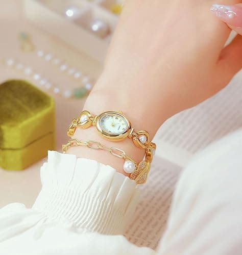 ADSBIAOYE Elegant Pearl Women's Dress Watch Fashion Oval dial Watch Ladies Gift Bracelet Waterproof Analog Watch thumbnail 7