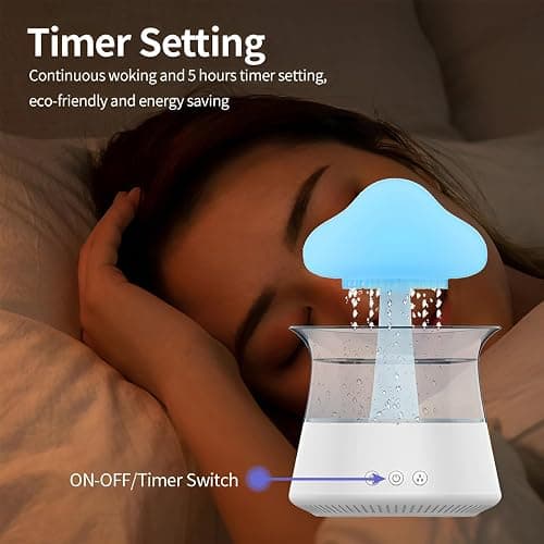 HIERTAOP Rain Cloud Humidifier Water Drip, 2 in 1 Rain Cloud Diffuser, Rain Drop Humidifier, Aromatherapy Essential Oil Diffuser thumbnail 6