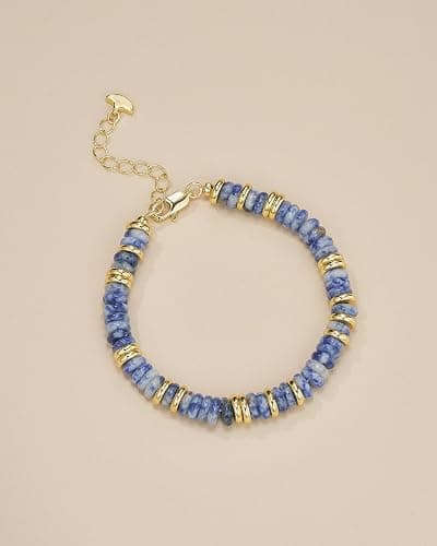 SNGIA Colorful 18K Gold Plated Bracelets for Women, Stack Bangle Beaded Stone Jewelry Accessories Set for Woman, Trendy Fashion Jewelry Gifts thumbnail 3