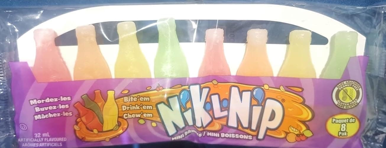 Wax candy Nik L Nips Mini Drinks Wax Bottles 8-Pack - Artificially Flavoured Cherry Cerise, Lemon Citron, Orange, Lime - (Pack of 2) thumbnail 3