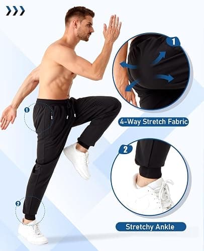 OZYJD Mens Sweatpants with Zipper Pockets 5 Pack Athletic Joggers for Men Warm Slim Fit Track Workout Running Sweat Pants thumbnail 4