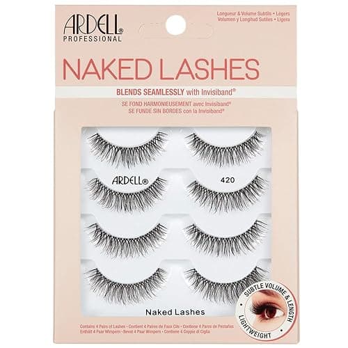 Ardell Naked Lashes 420 – Lightweight Natural Strip Lashes with Invisiband, Reusable False Eyelashes, Multipack, 4 Pair, 1 Pack - Image 1