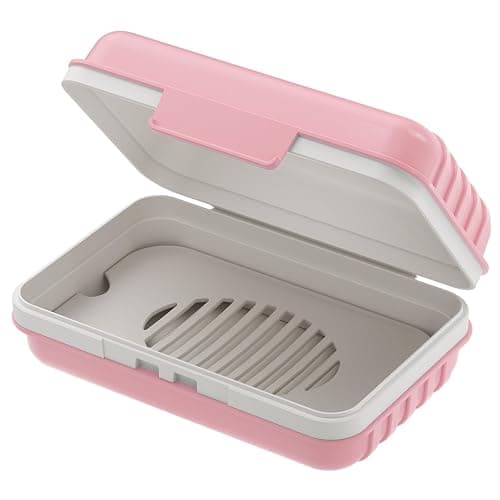 Quatish Leakproof Bar Soap Holder Dish with Lid for Shower, Portable Travel Soap Case Box for Gym, Camping, Hiking, Outdoor Use, Travel Size Toiletries Essentials, Keeps Soap Dry, Pink - Image 1