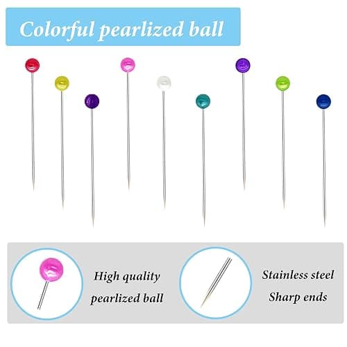 600PCS Sewing Pins Straight Pin for Fabric, Pearlized Ball Head Quilting Pins Long 1.5inch, Multicolor Corsage Stick Pin for Dressmaker, Jewelry DIY Decoration, Craft and Sewing Project thumbnail 4