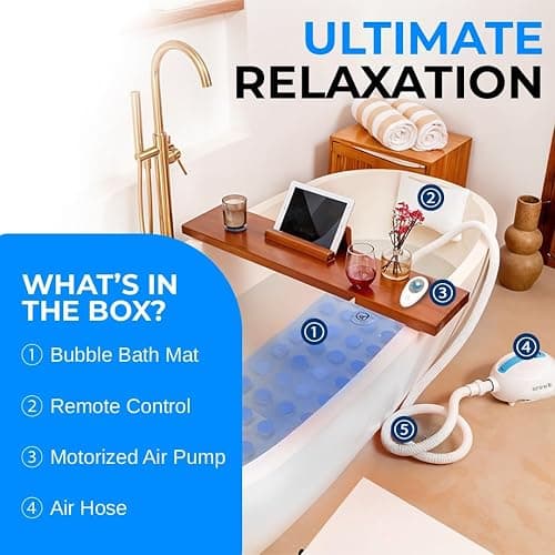 SereneLife Bubble Bath Mat, Bathtub Mat with Air Massage and Remote Control, Waterproof, Non-Slip, Adjustable Bubble Intensity, Aroma Diffuser, 47x14.2 Inch Full Body Spa Massager thumbnail 3