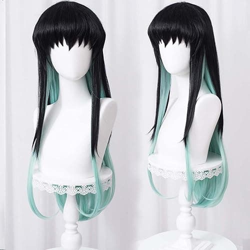 Black Blue Long Straight Hair for Women Halloween Conventions Cos Anime Party Heat Resistant Synthetic Fabric Costume Hairs thumbnail 6