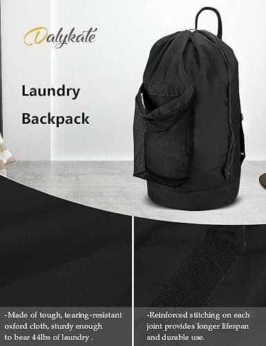 115L Large Capacity Laundry Backpack (29" H × 13" Dia) – Waterproof Heavy Duty Laundry Bag with Shoulder Straps, Perfect for College Dorm & Apartment Use thumbnail 6