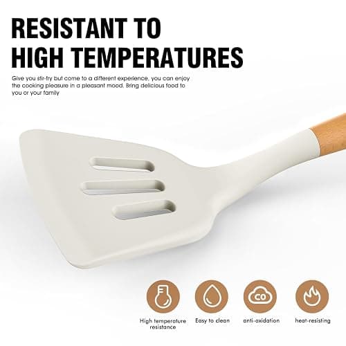 AVGPD Silicone Cooking Utensils Set, Silicone Utensils for Cooking, 446° Heat Resistant Kitchen Utensil Silicone Spatula Sets, Kitchen Gadgets for Non-Stick Cookware BPA FREE (Cream White) thumbnail 6
