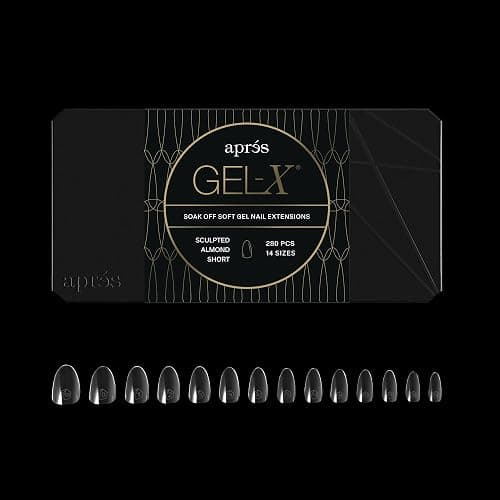 Apres Gel-X® Almond Box of Nail Tips | 280 Gel-X Tips, Soft Tips, 14 Sizes 00-9 | Half-sizes Included (Sculpted Almond Short, 280 Count) - Image 1