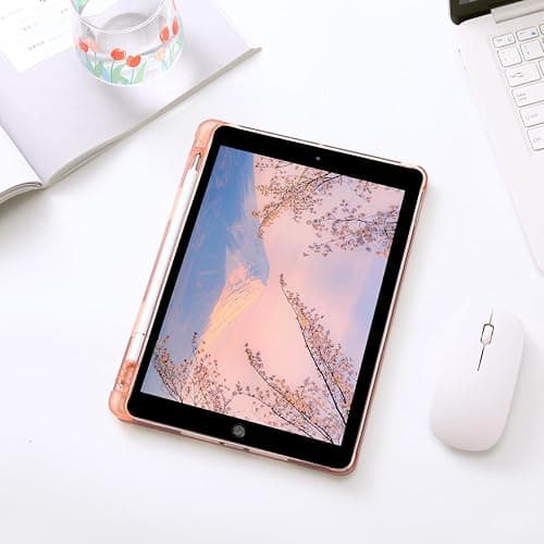 JOYLAND Cute Peach Bunny for 12.9 Inch iPad Pro 2022/2021/2020/2018 with Pencil Holder, Cartoon Printed Pink Trifold Stand Cover Full Body Protection, Auto Wake/Sleep - 12.9" iPad Pro(2018/2020/2021/2022) - Bunny thumbnail 6