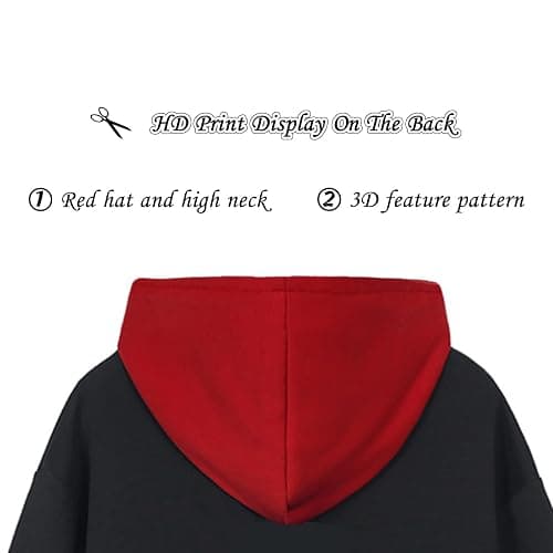 IOPBOT Unisex Anime Hoodie Cosplay Costume Men Black 3D Novelty Hooded Sweatshirt Pullover Jacket Outerwear Coat for Women (XL-Black) thumbnail 5