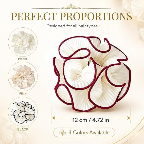 4-Pack Oversized Puffy Hair Scrunchies, Double Layer Satin Ruffle Hair Tie | Lightweight sheer fabric and wide ruffles add soft volume to ponytails, buns and half-up hairstyles without bulky clips. thumbnail 2